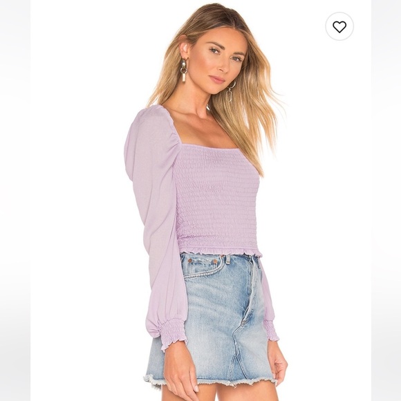 NWT Superdown Lilac Smocked Blouse l M - Picture 2 of 5